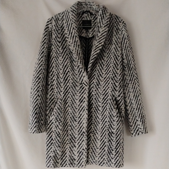 Dynamite Coat Jacket Women's Faux Wool Herring Bone Pattern Black and White - Picture 1 of 16